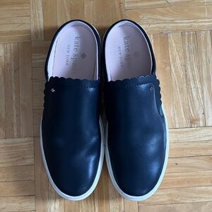 Kate Spade Andi Navy Slip-On Navy Scallop Edge Leather Sneakers 8